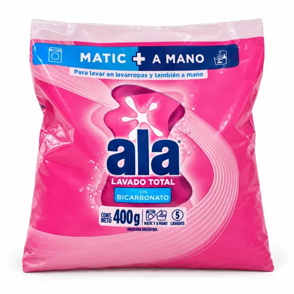 Jabón en polvo Ala con bicarbonato Matic + Mano 400gr